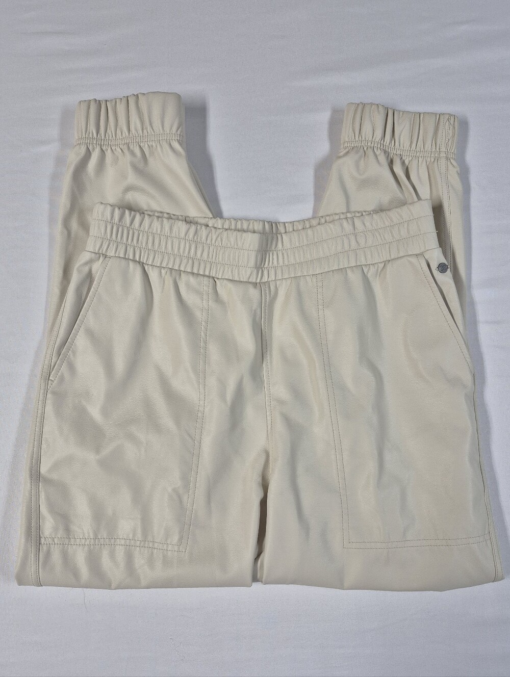 CALIA by Carrie Underwood Faux Leather Ivory Jogger Pants High Rise Size Medium
